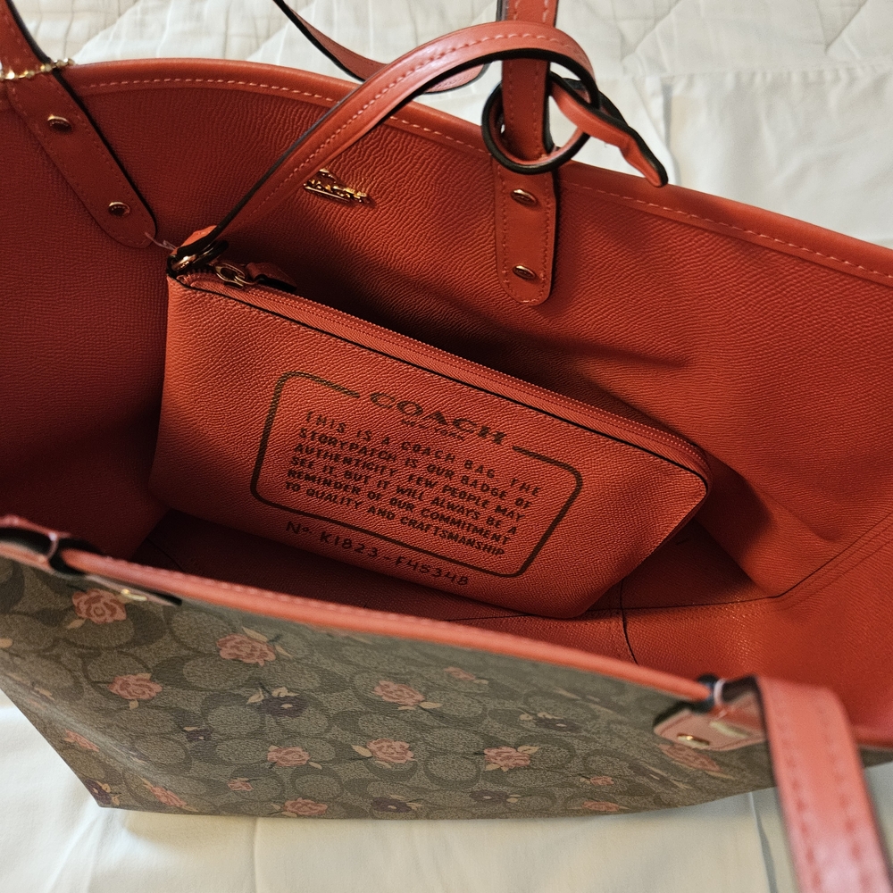 Coach Floral Tote - Brown and Pink - Picture 10 of 15